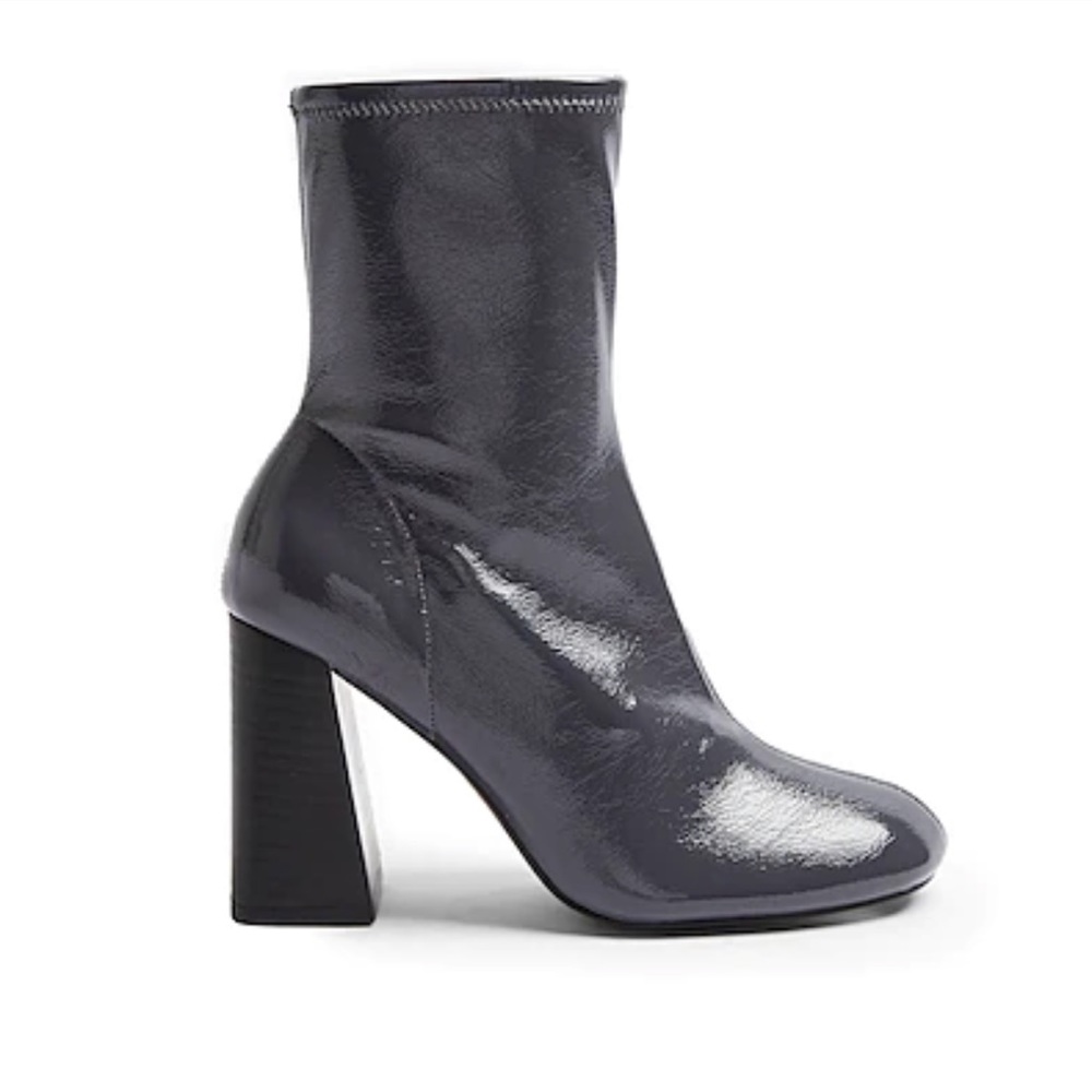 New Topshop Grey Patent Leather Ankle Boots - Picture 2 of 13